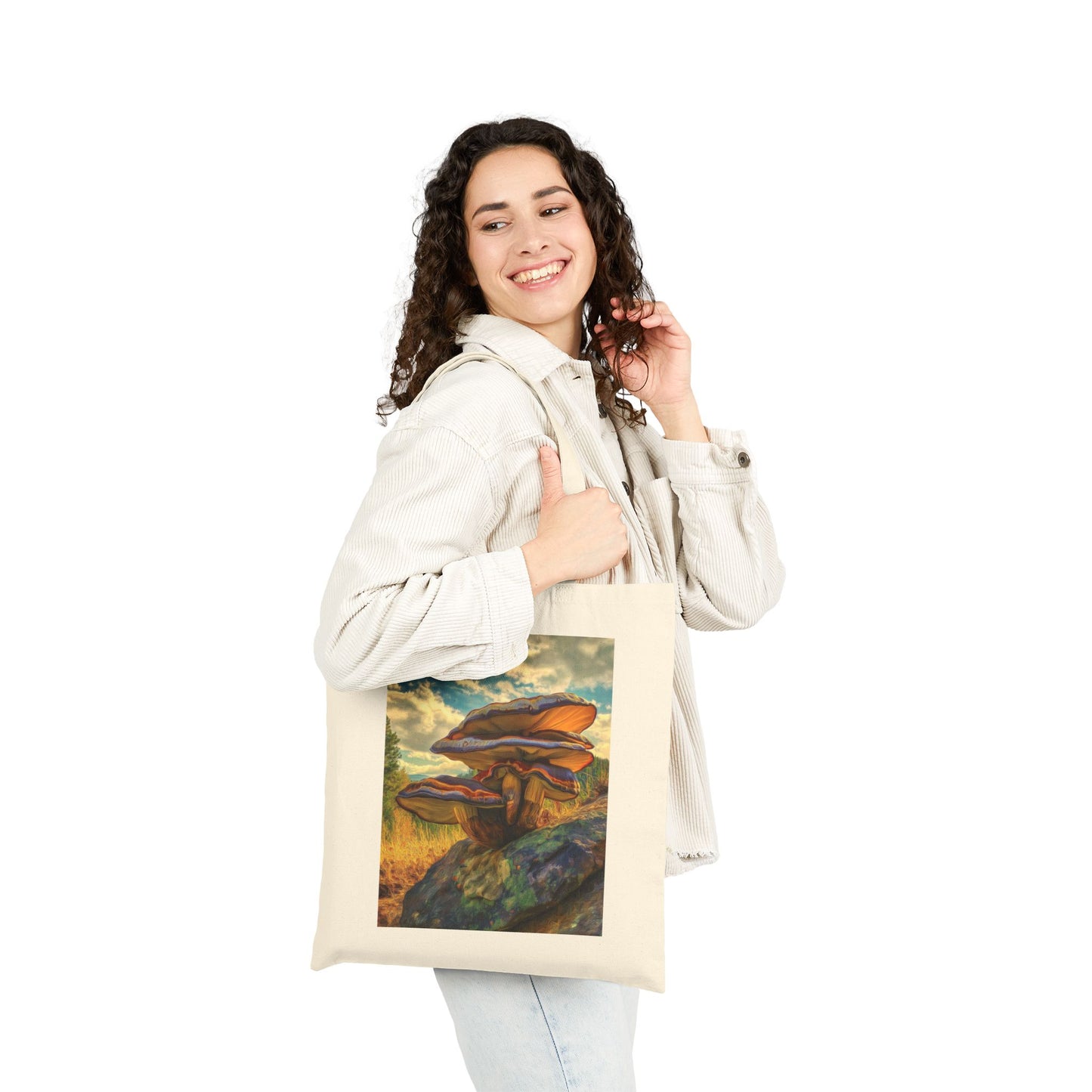 Mushroom Art Tote Bag | Eco-Friendly Cotton Canvas Bag | Ideal for Shopping, Gifts, Camping, Nature Lovers, Earth Day