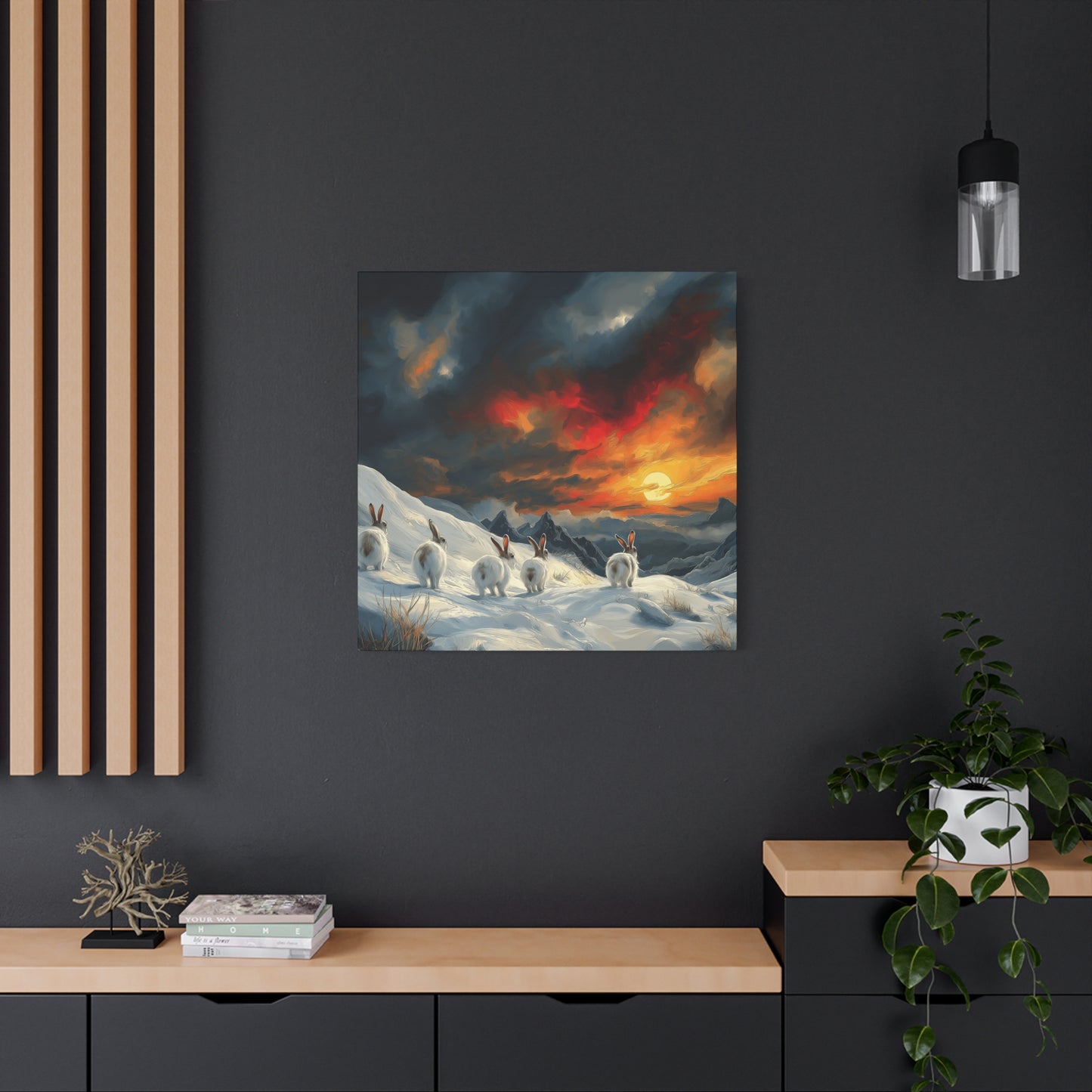 Serene Bunny Landscape Canvas Art - Scenic Home Décor for Animal Lovers