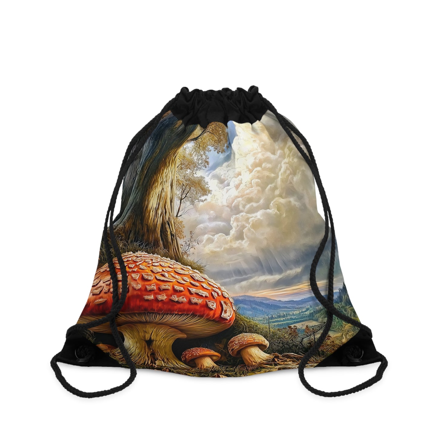 Forest Fantasy Drawstring Bag | Mushroom Design | Eco-Friendly Storage | Hiking/Travel Bag | Gift for Nature Lovers | Art Bag