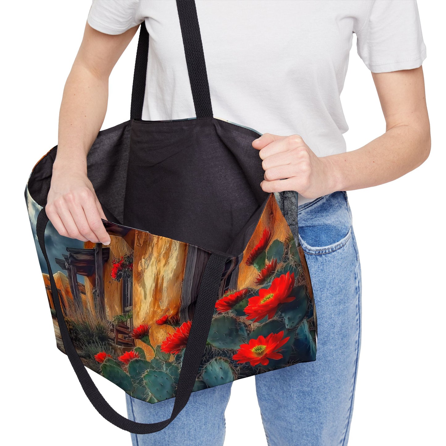 Southwest Vibrant Floral Weekender Tote Bag, Travel Bag, Beach Bag, Floral Tote, Cactus Art Bag, Gift for Nature Lovers
