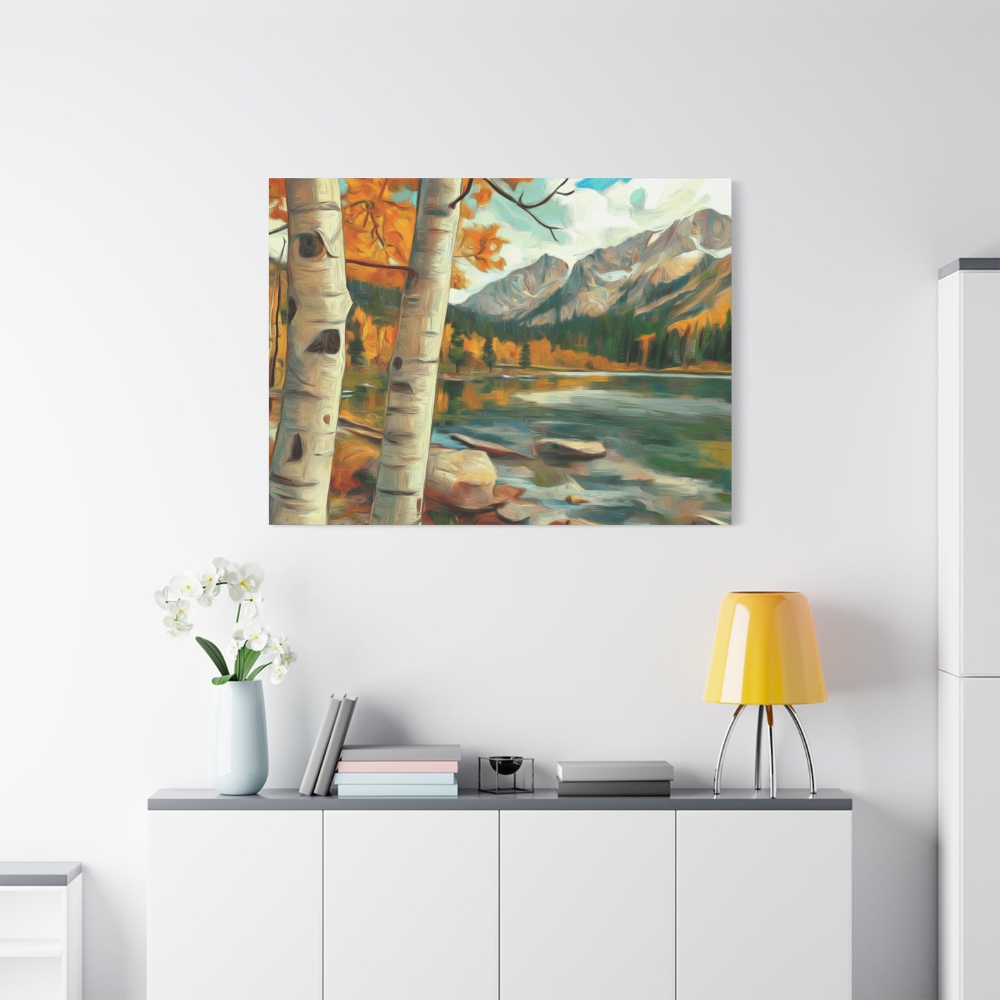 Canvas Wall Art - Aspens at High Mountain Lake
