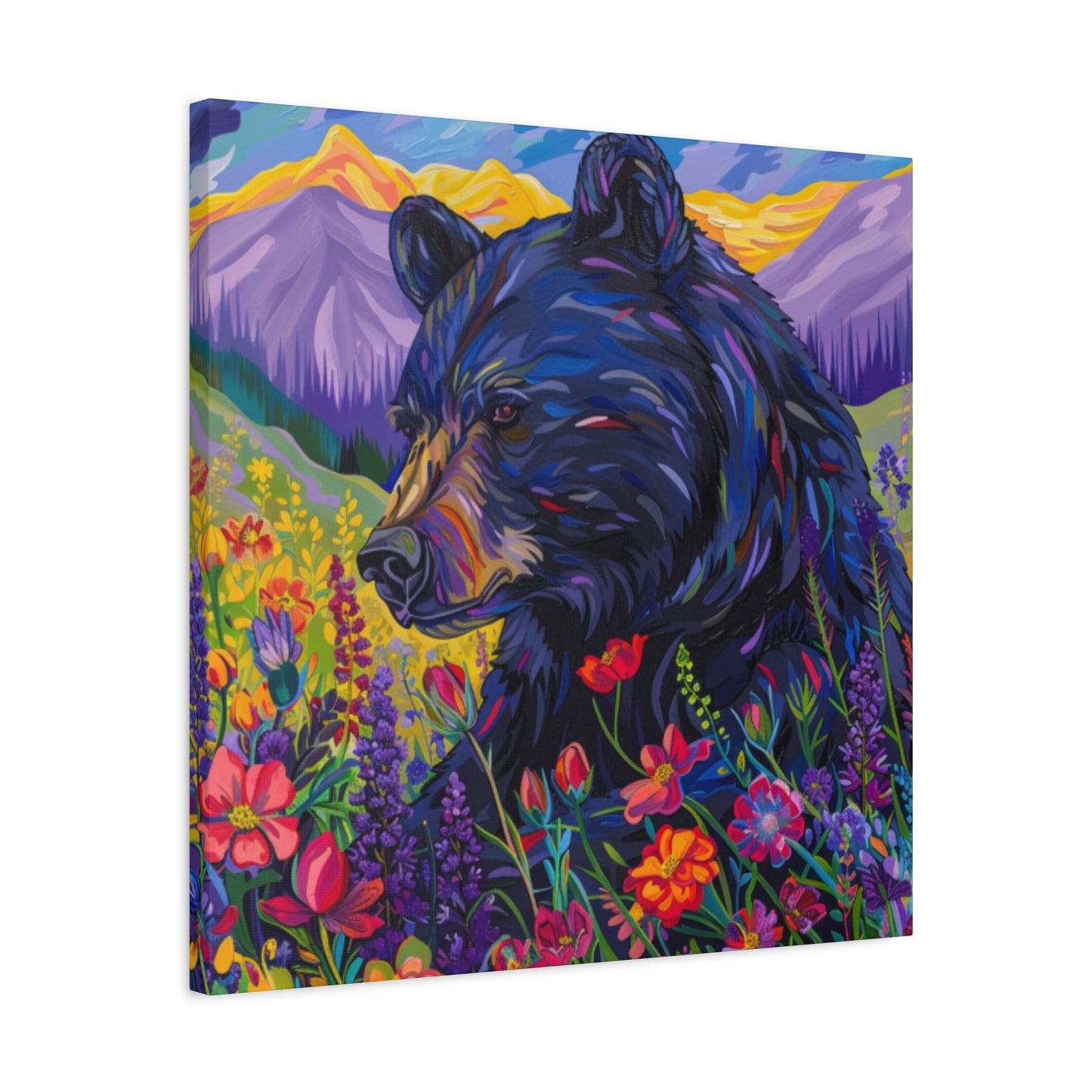 Vibrant Black Bear Canvas Wall Art