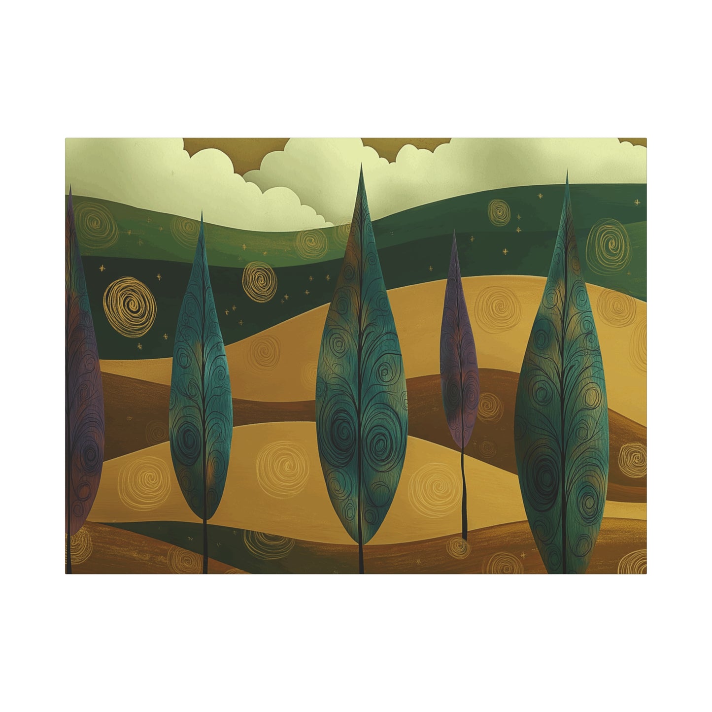 Serene Trees Abstract Canvas Wall Art