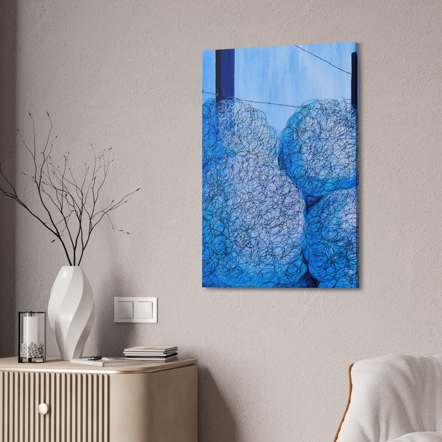 Canvas Art, Blue Swirl Tumbleweeds X1 depth 1.5 in