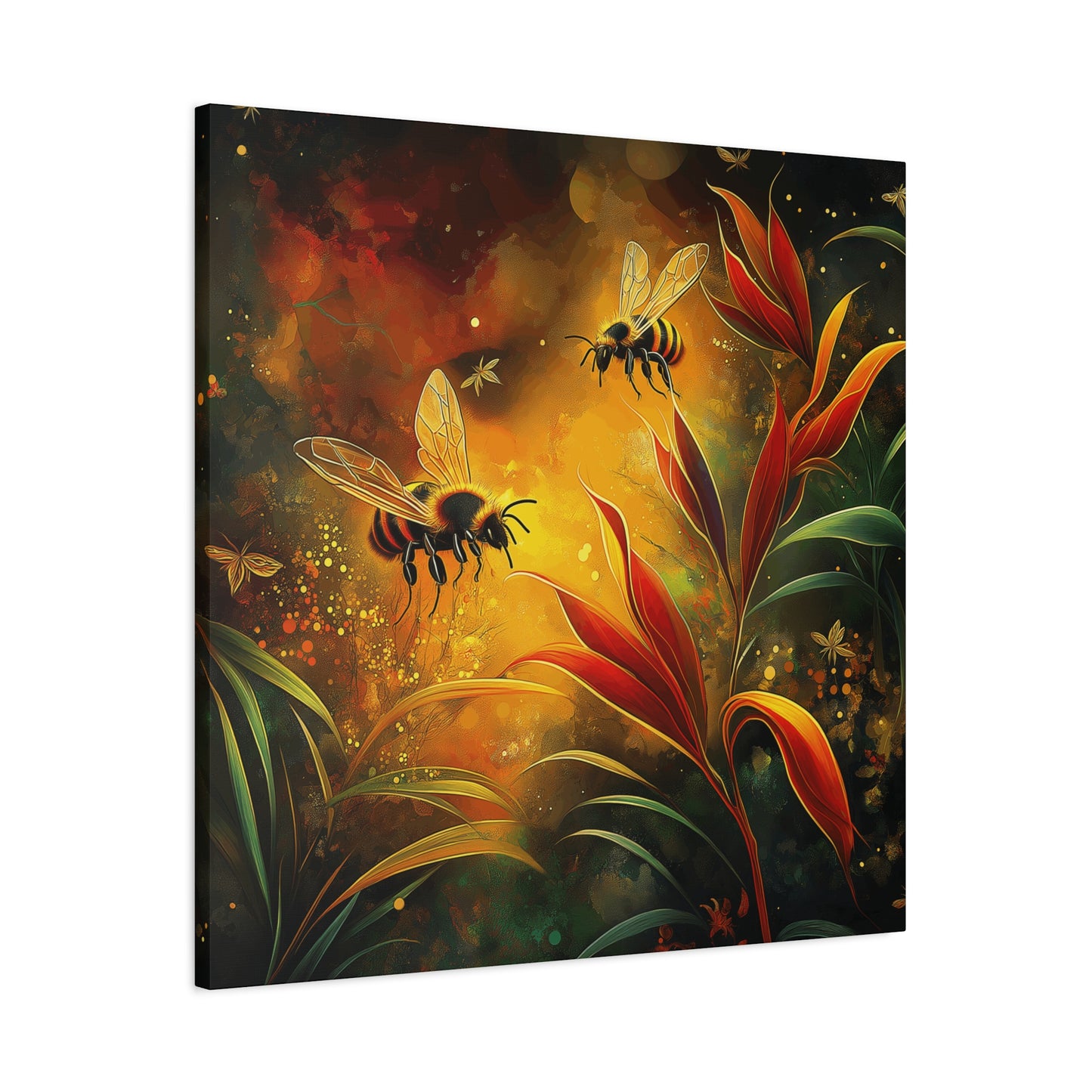 Bee-Inspired Matte Canvas Wall Art - Vibrant Nature Decor