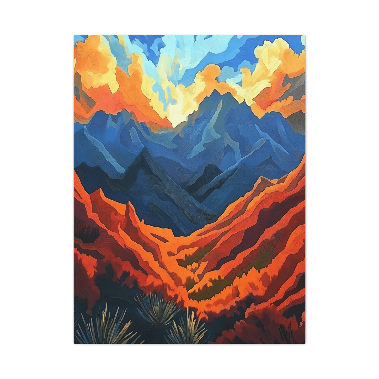 "Where are We?" Vibrant Mountain Landscape Canvas Art