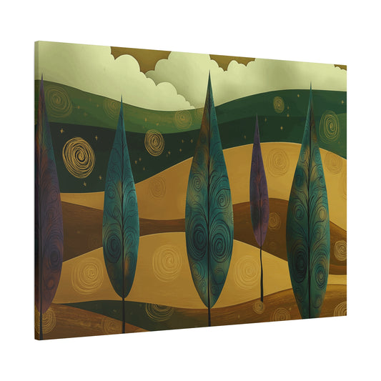 Serene Trees Abstract Canvas Wall Art