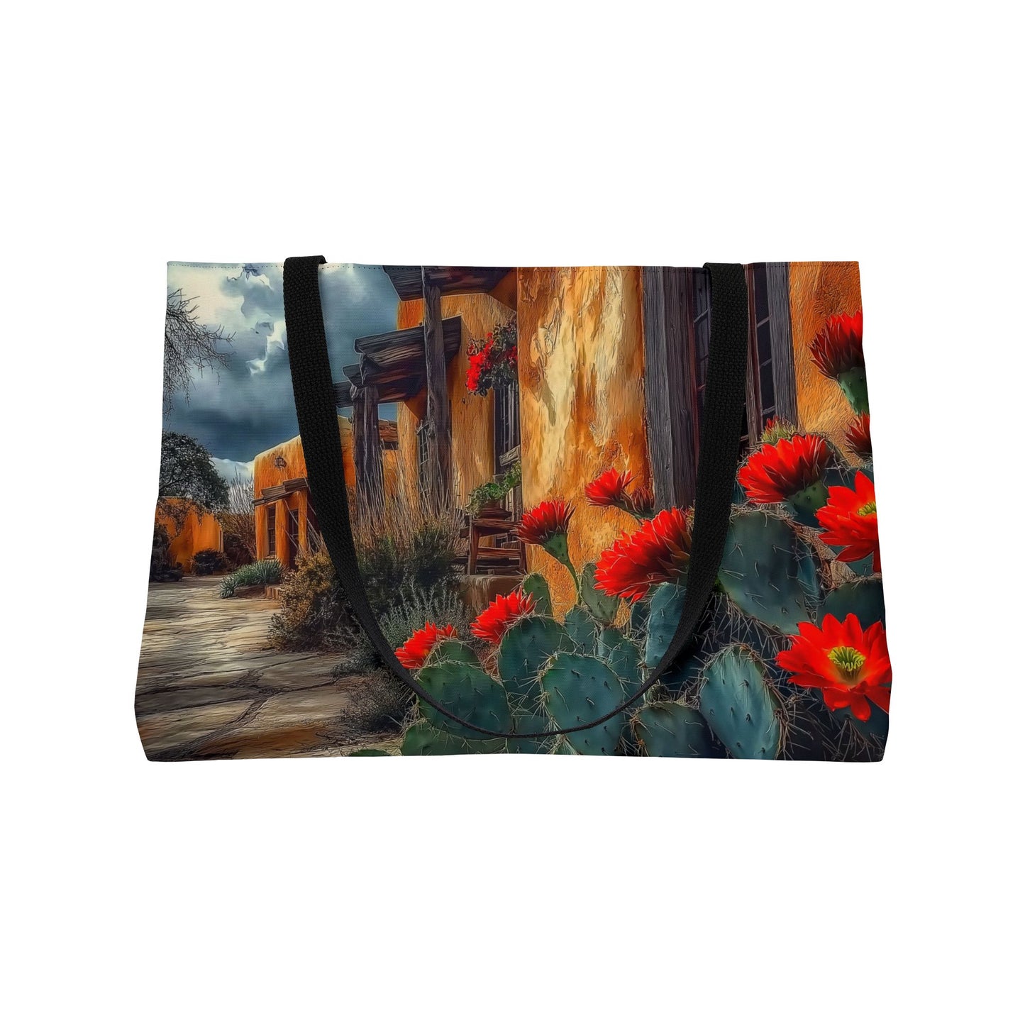 Southwest Vibrant Floral Weekender Tote Bag, Travel Bag, Beach Bag, Floral Tote, Cactus Art Bag, Gift for Nature Lovers