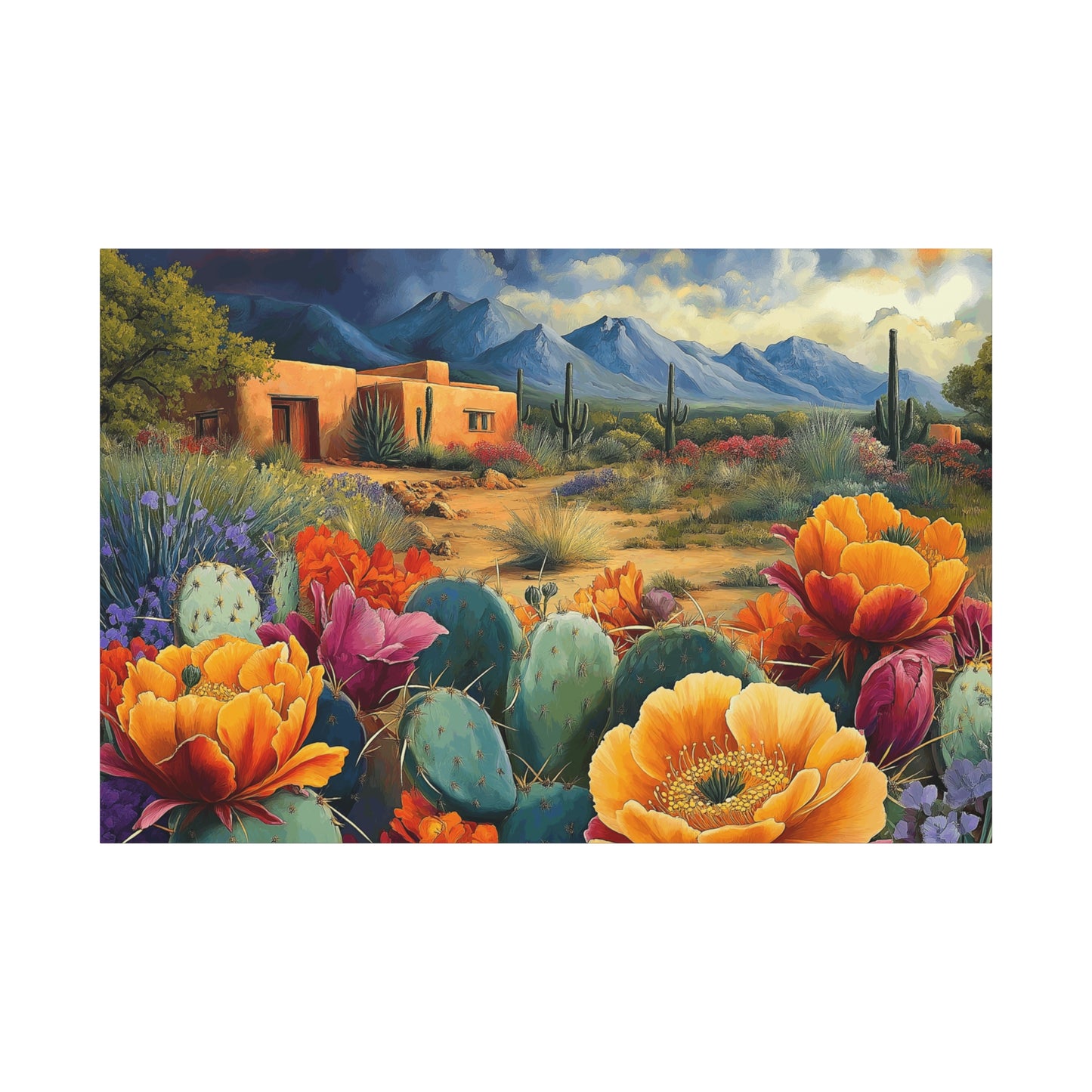 Desert Bloom Canvas Art - Vibrant Southwest Landscape