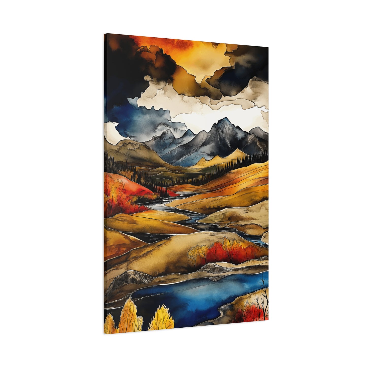 Mountain Landscape Art Print on Matte Canvas