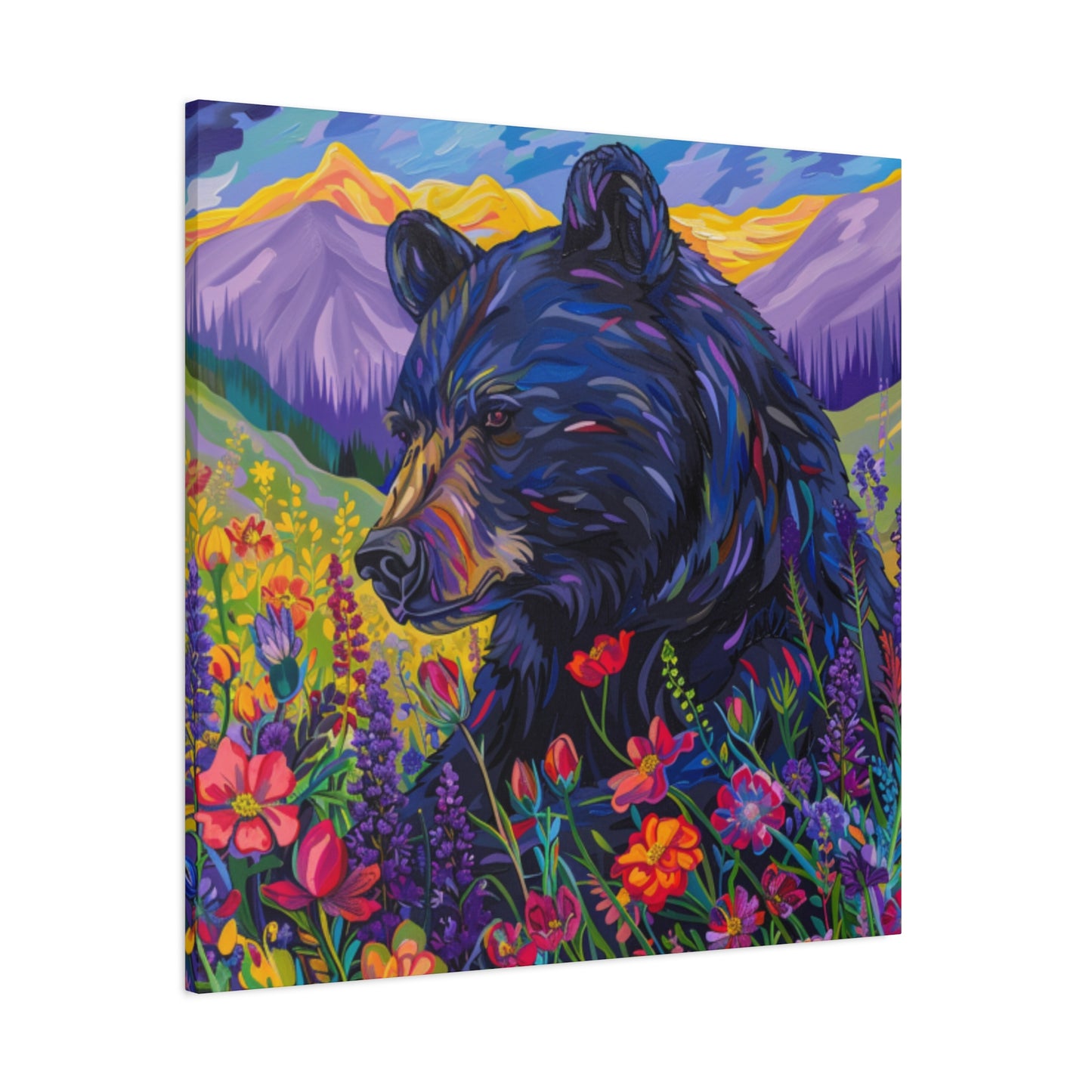 Vibrant Black Bear Canvas Wall Art
