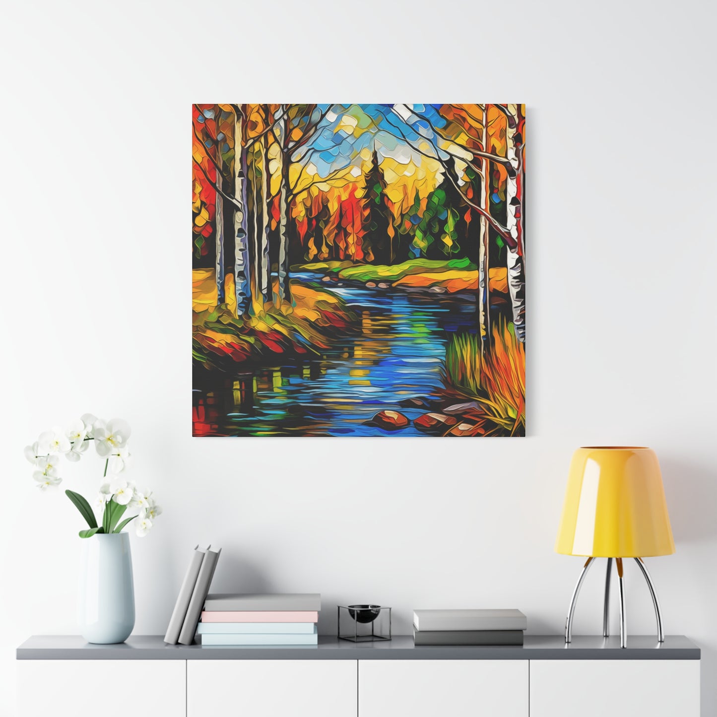 Mountain creek with colorful aspens