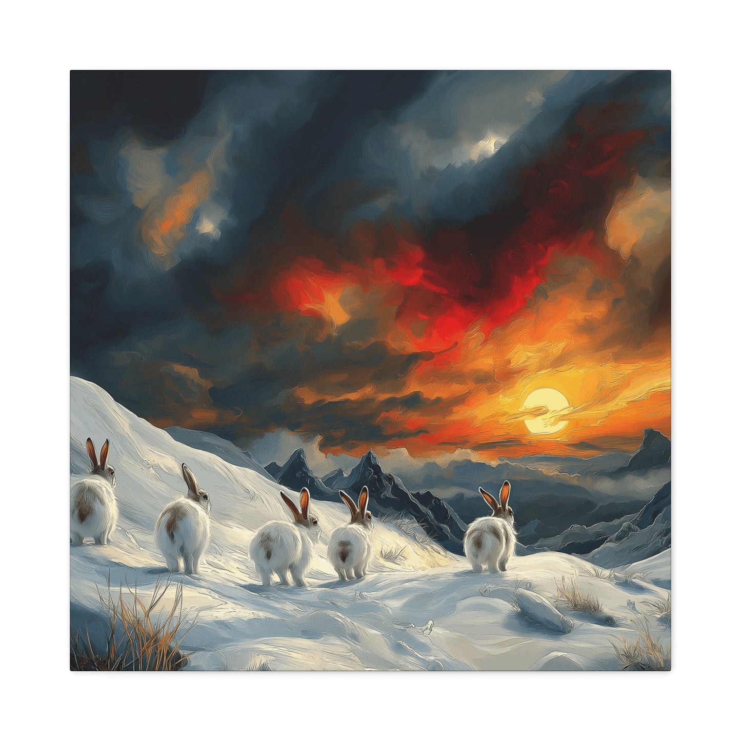 Serene Bunny Landscape Canvas Art - Scenic Home Décor for Animal Lovers