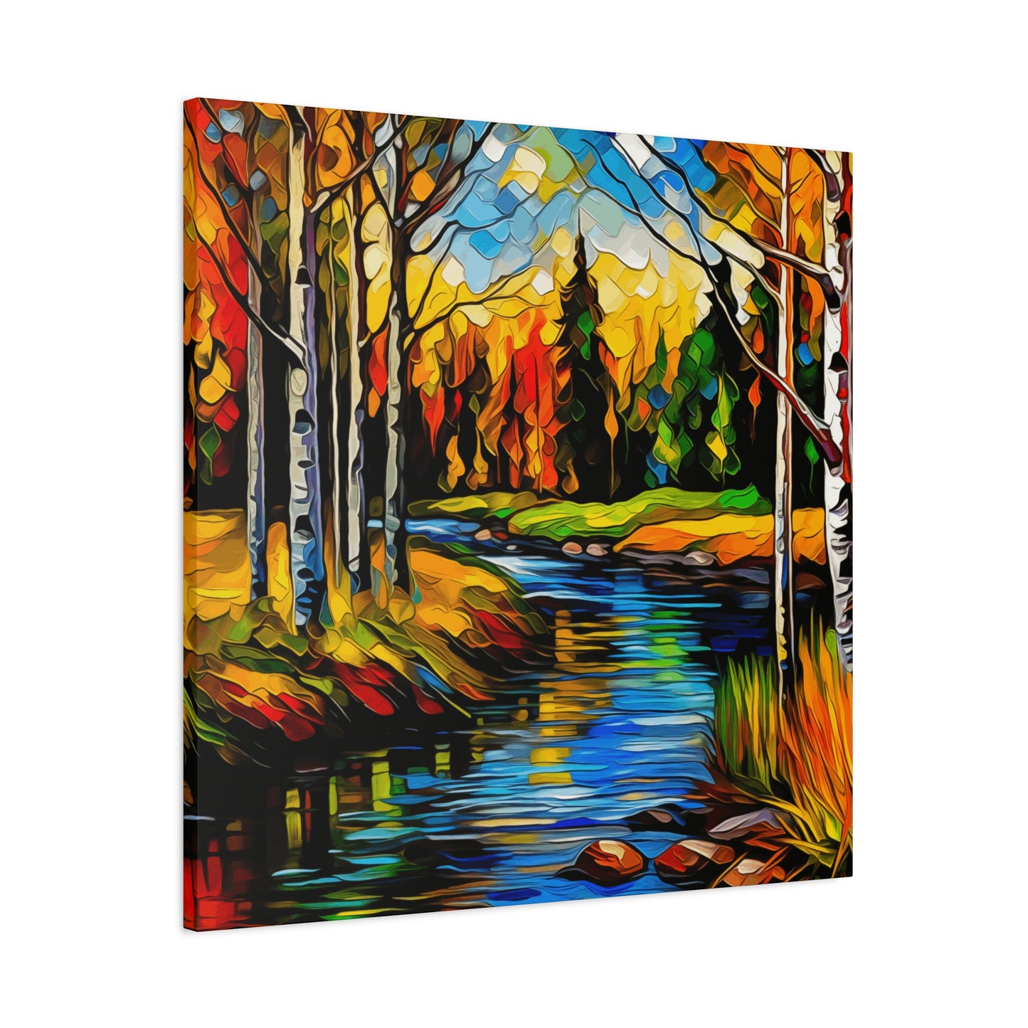 Mountain creek with colorful aspens