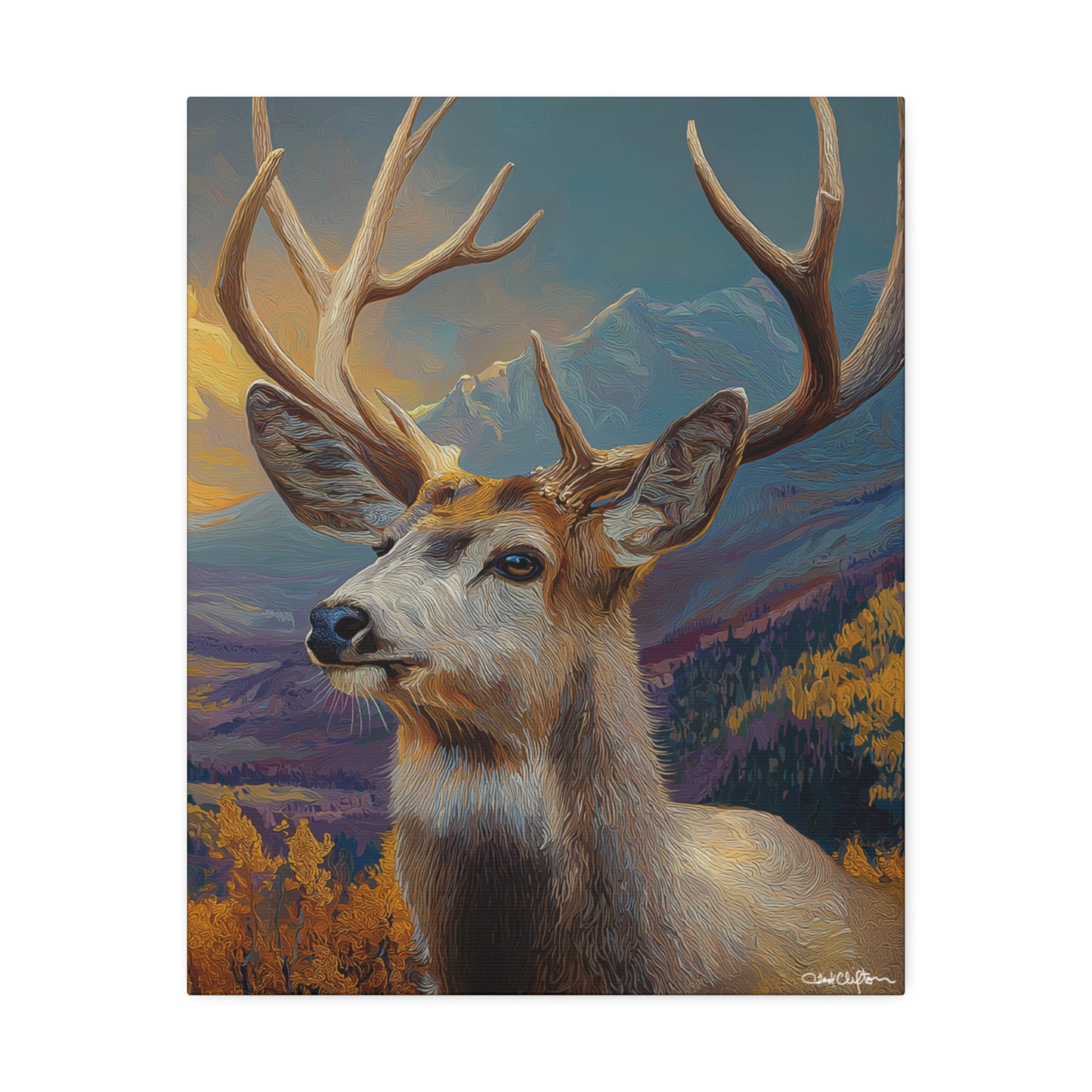 Stretched Canvas - Majestic Mule Deer Mountain Wall Art