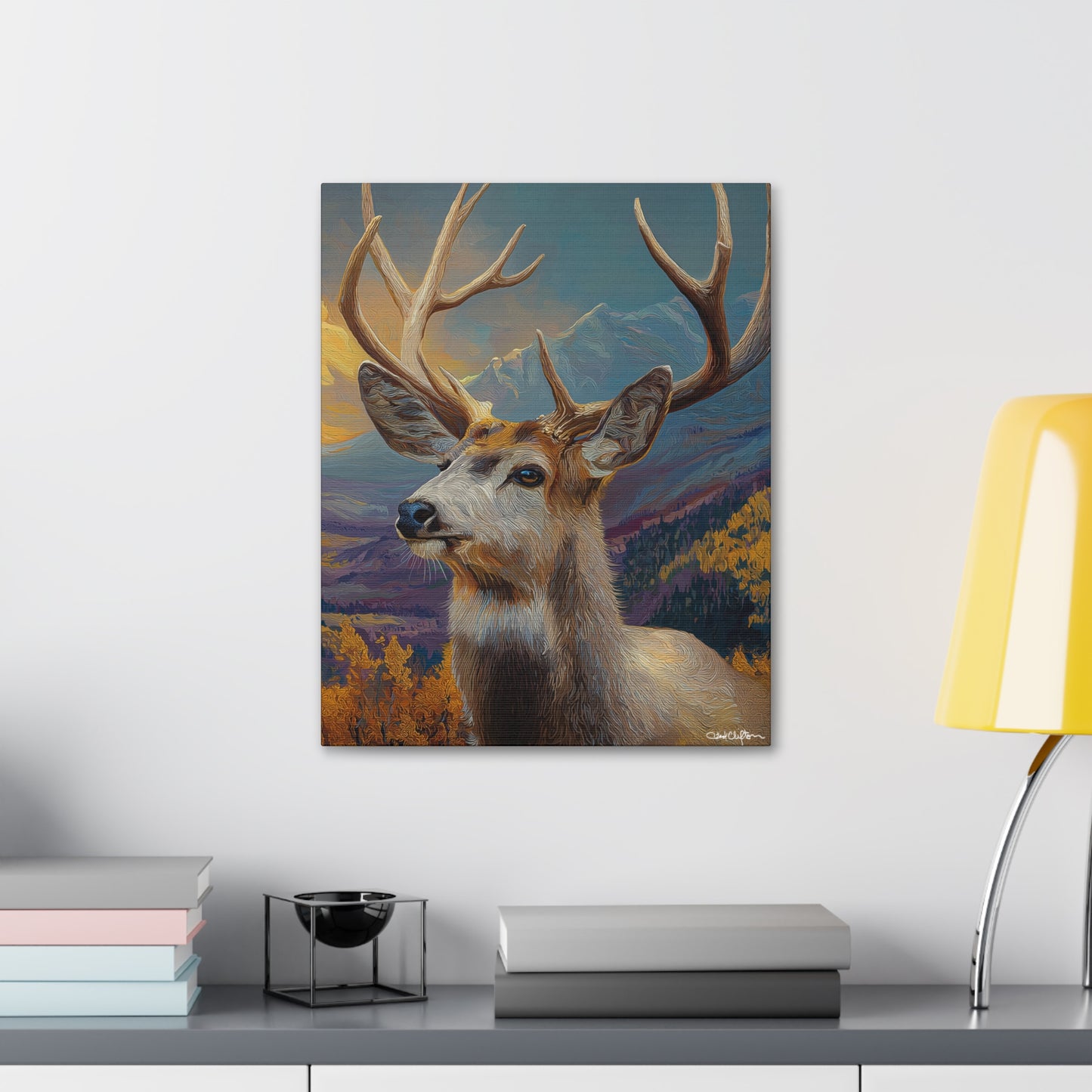 Stretched Canvas - Majestic Mule Deer Mountain Wall Art