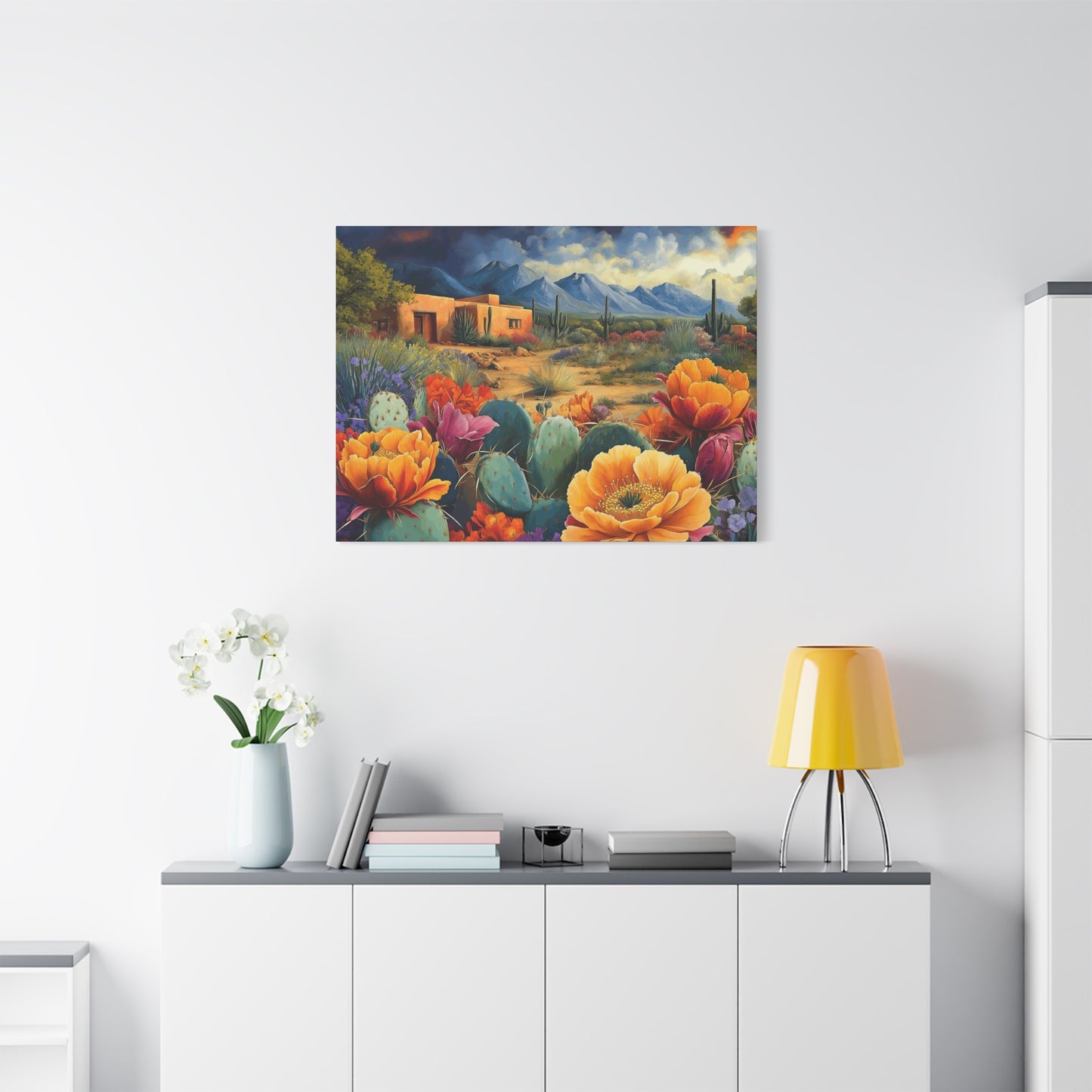 Desert Bloom Canvas Art - Vibrant Southwest Landscape