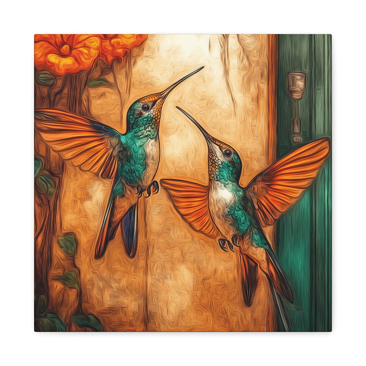 Canvas Wall Art - Dueling Hummingbirds