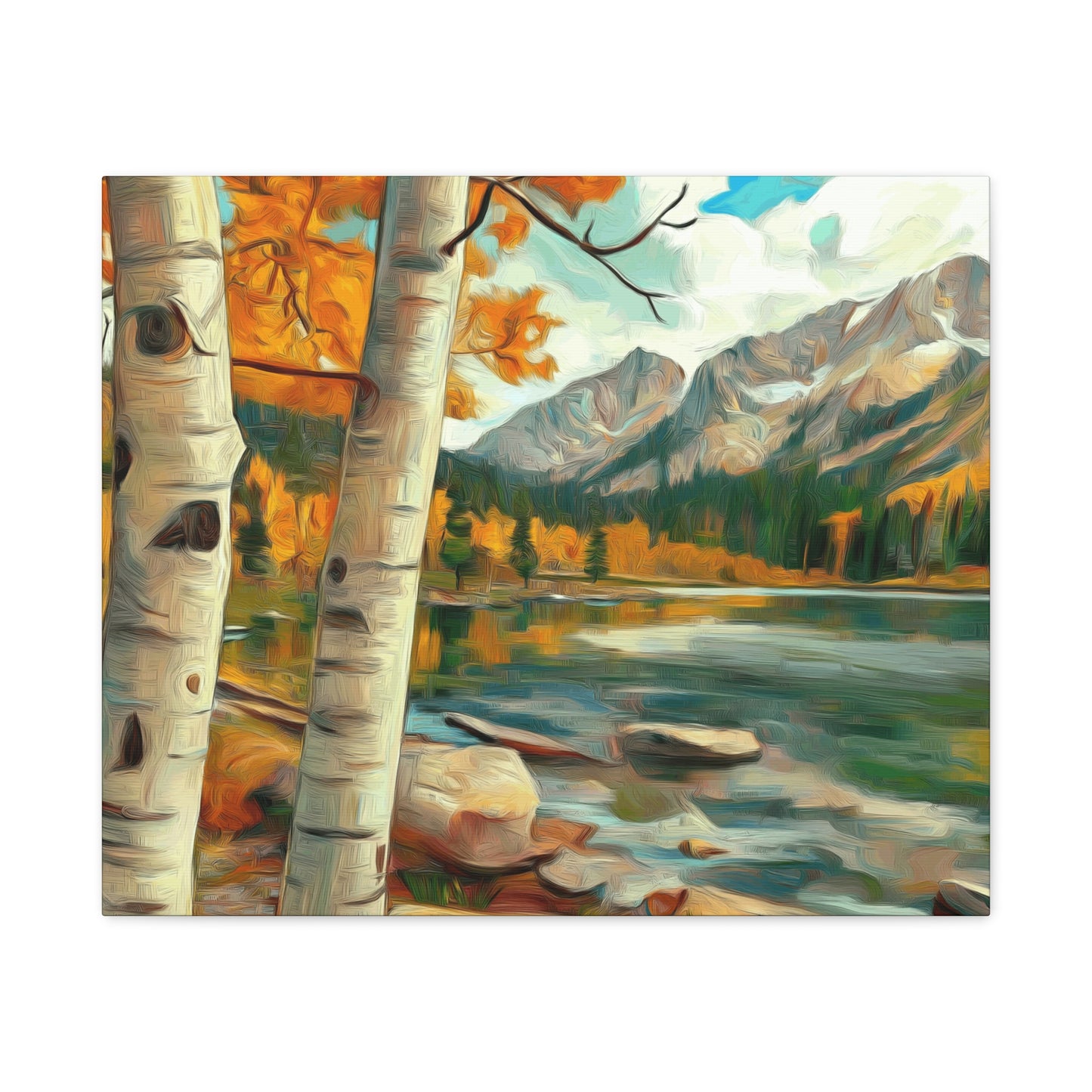 Canvas Wall Art - Aspens at High Mountain Lake