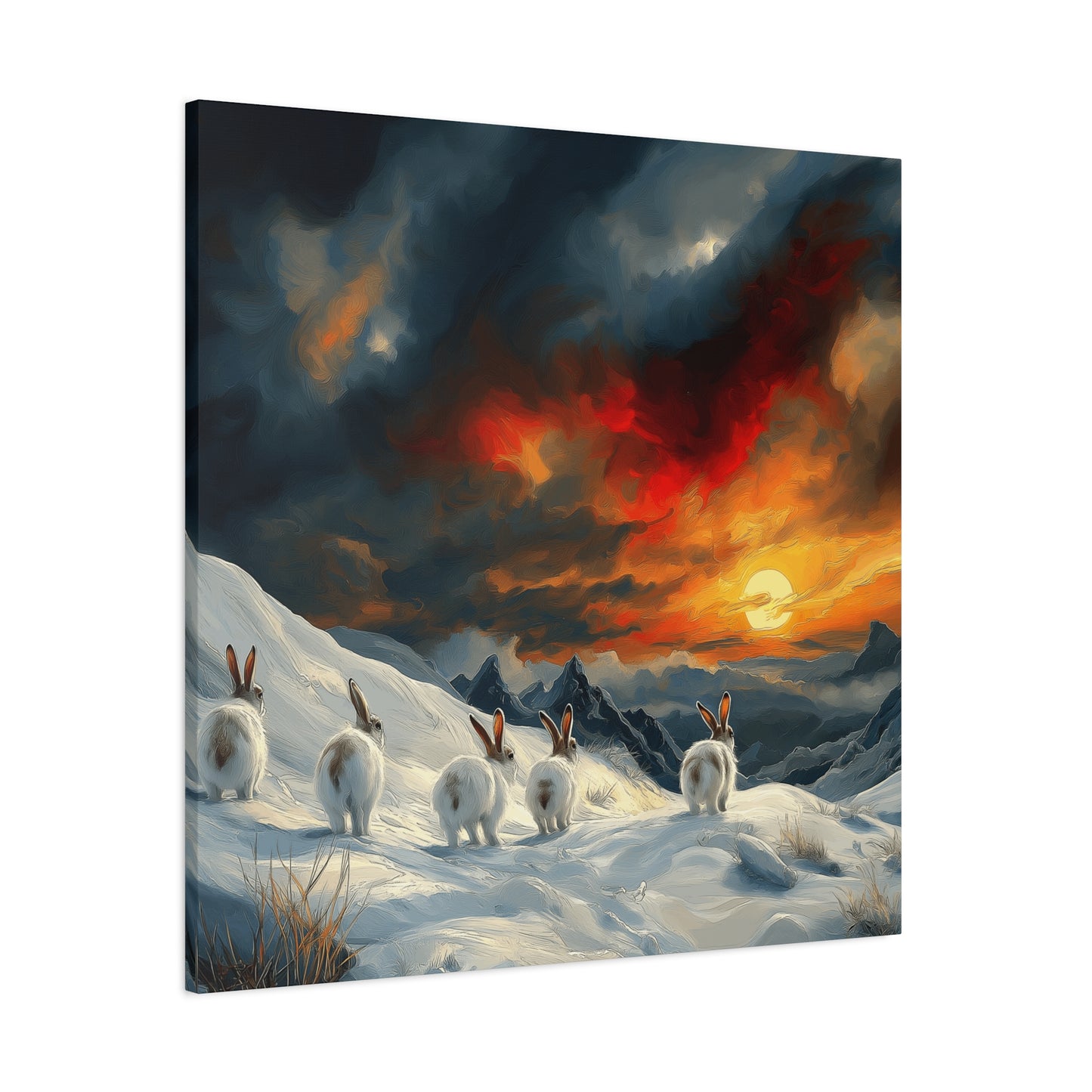 Serene Bunny Landscape Canvas Art - Scenic Home Décor for Animal Lovers