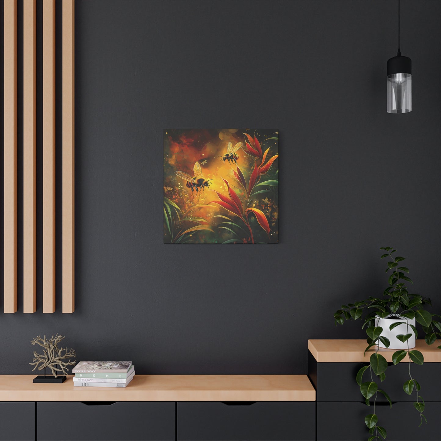 Bee-Inspired Matte Canvas Wall Art - Vibrant Nature Decor