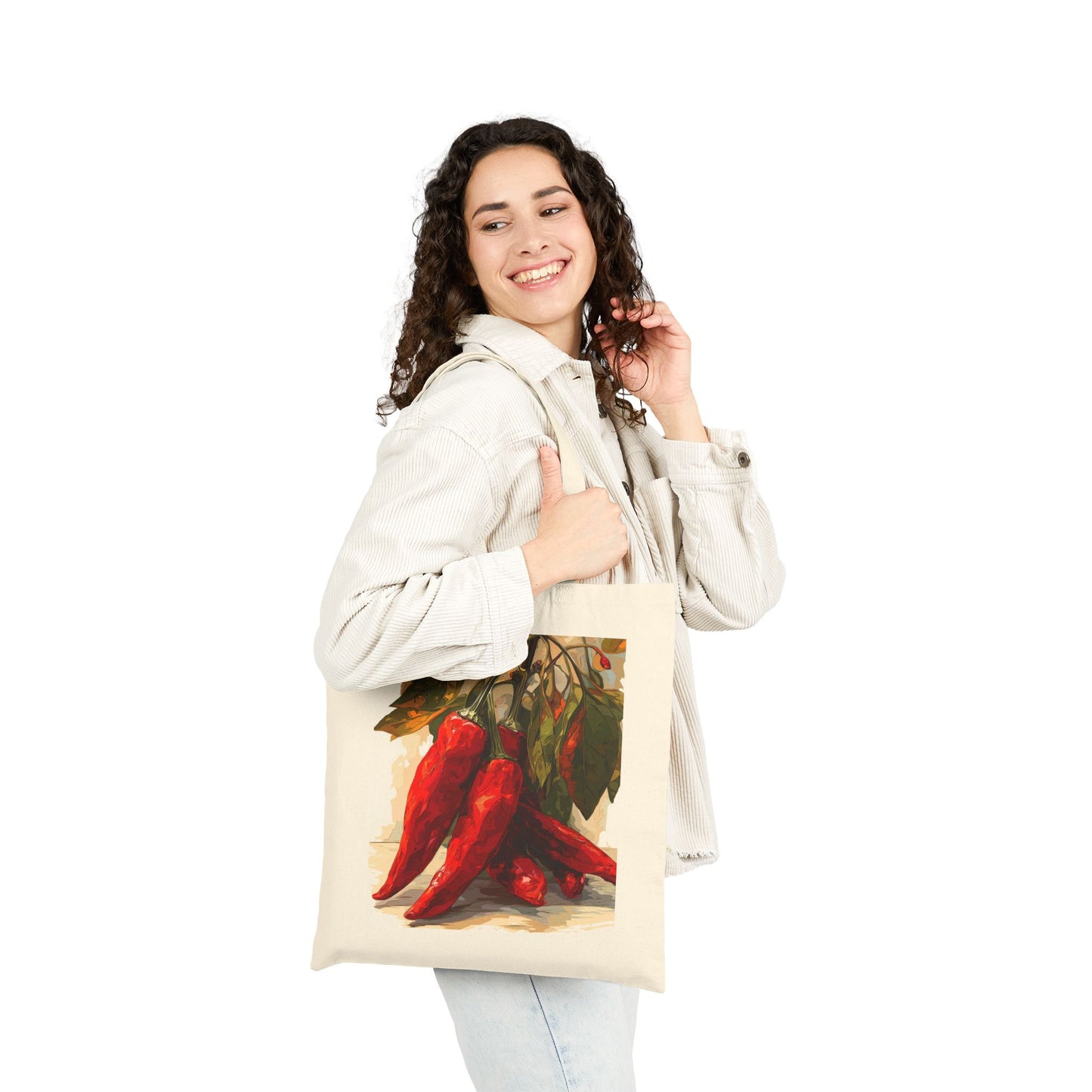 Vibrant Chili Pepper Tote Bag, Eco-Friendly Shopper Bag, Grocery Tote, Gift for Farmers Market Lovers, Cooking Enthusiasts