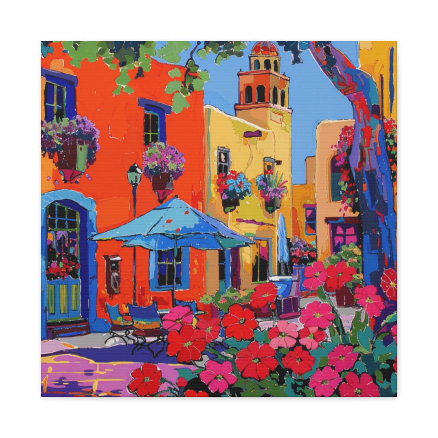 Canvas Print Santa Fe Festive Street Scene