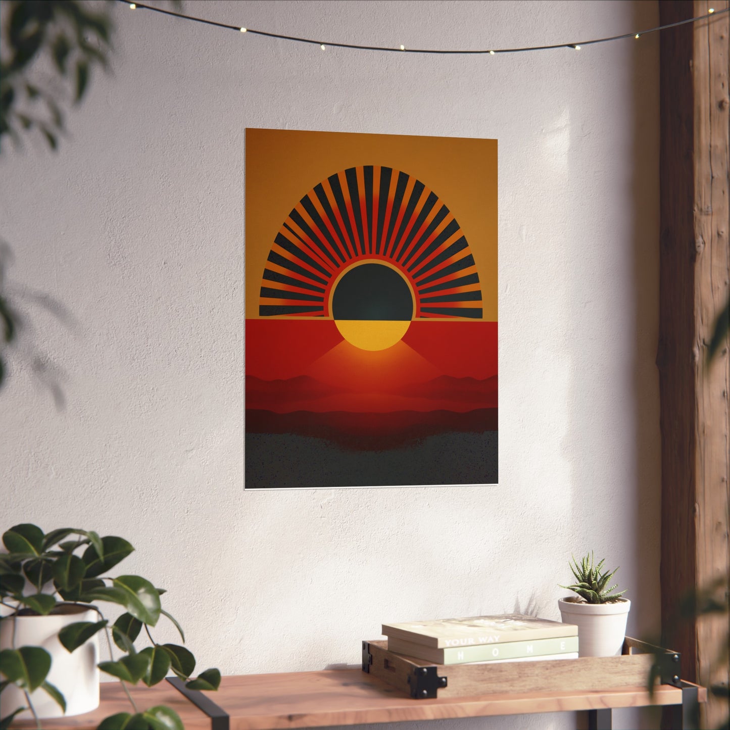 Sunrise Horizon Giclee Fine Art Poster — Retro Geometric Sunset Wall Art