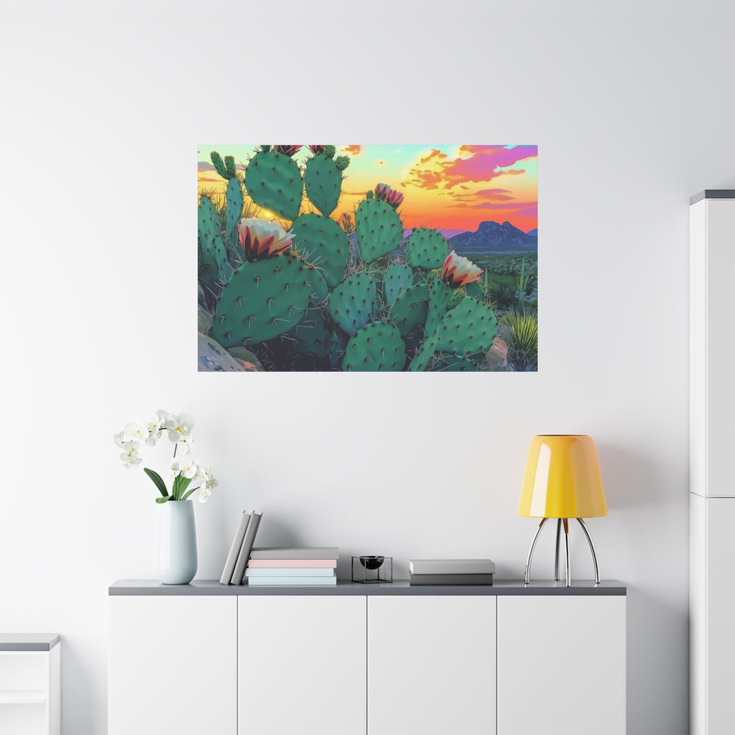 Canvas Art Print - Prickly Pear Blooming Vista 2