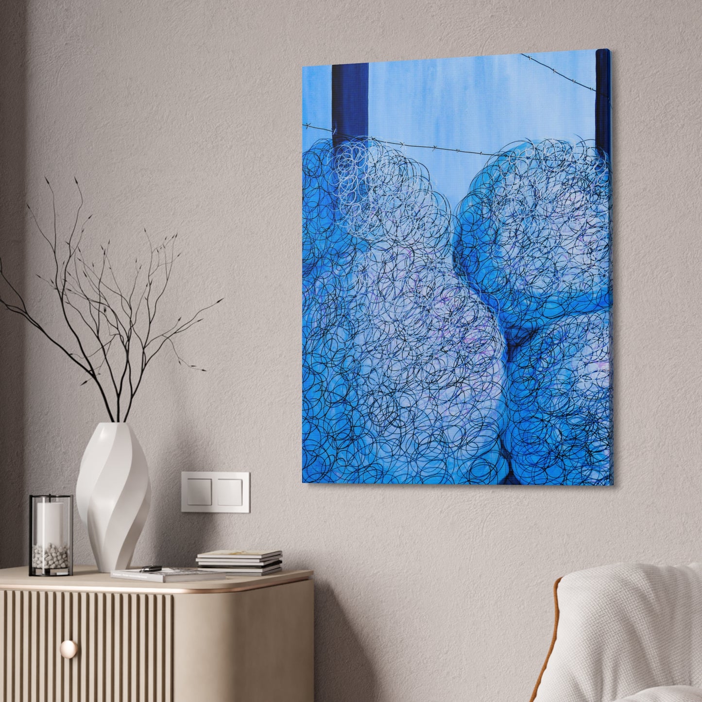 Canvas Art, Blue Swirl Tumbleweeds X1 depth 1.5 in