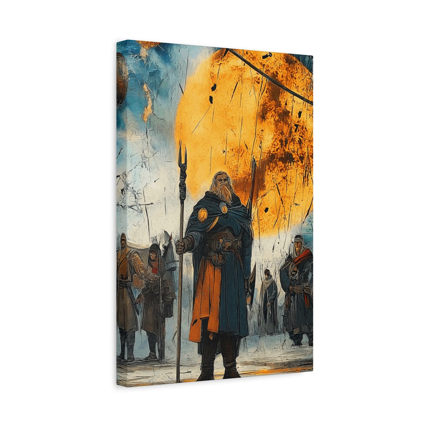 Epic Fantasy Wall Art - Stretched Matte Canvas, War Scene with Heroic Figure