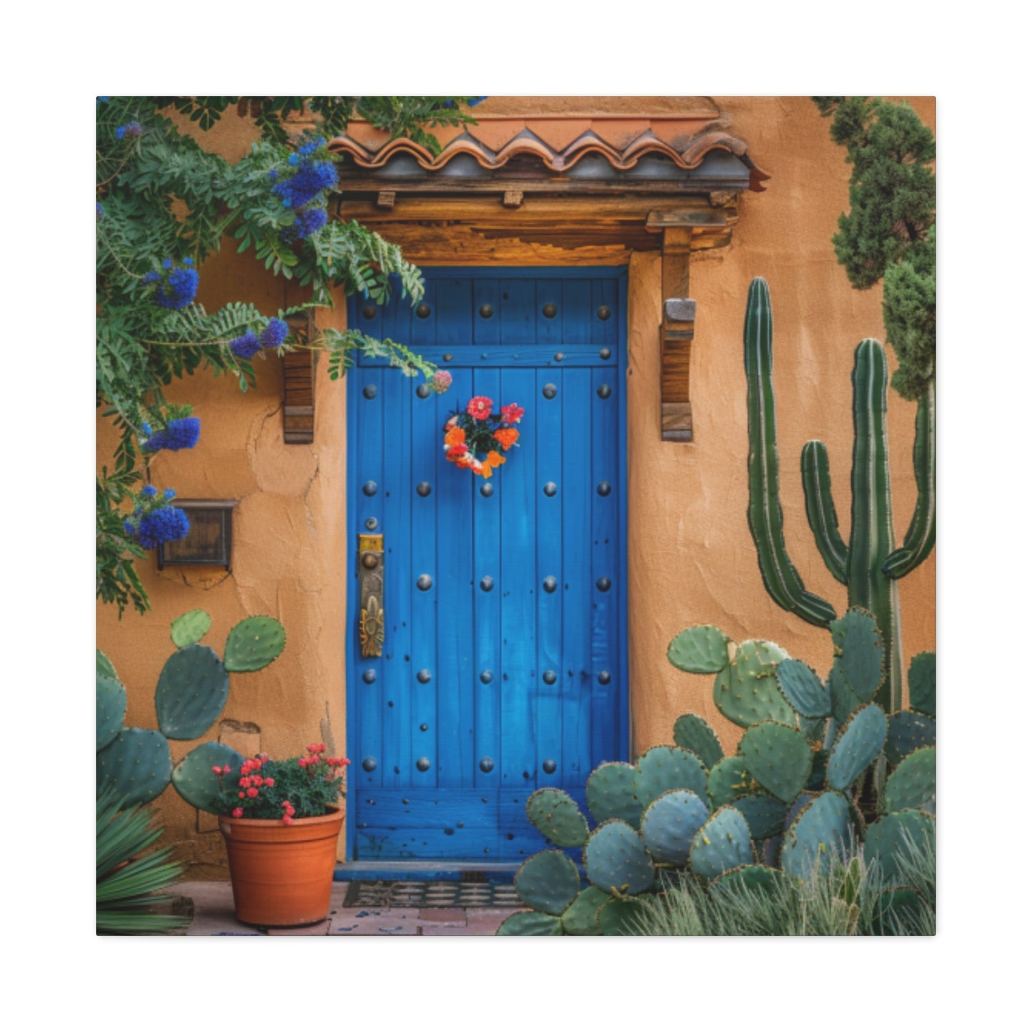 Canvas Wall Art - Santa Fe Door Blue Design