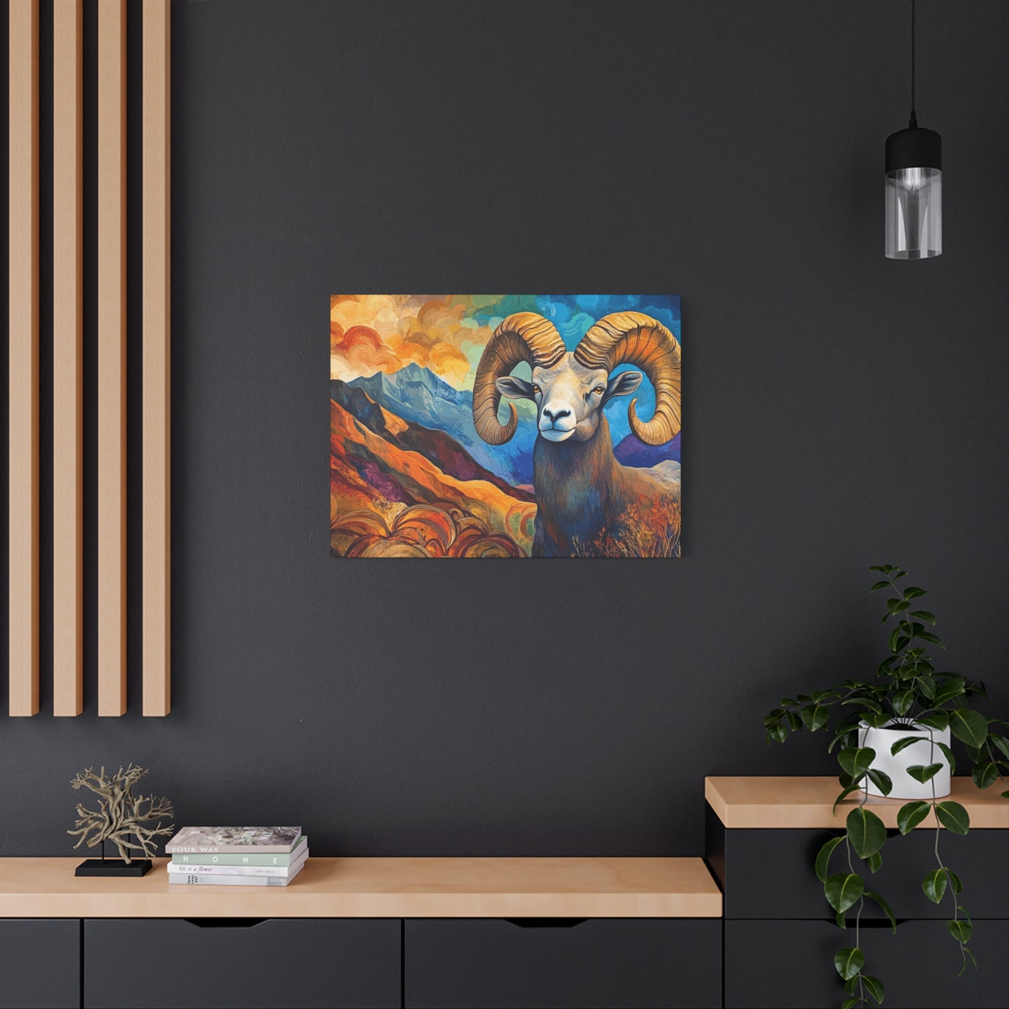 Vibrant Mountain Ram Canvas Wall Art