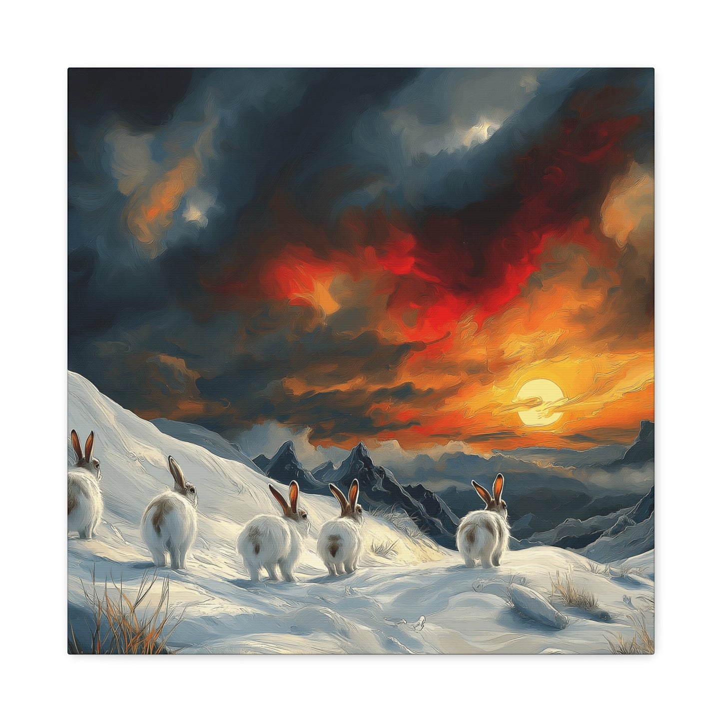 Serene Bunny Landscape Canvas Art - Scenic Home Décor for Animal Lovers