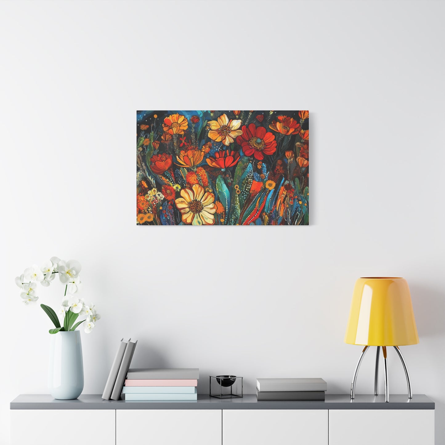 Canvas Wall Art - Cacti Flower Frenzy 1