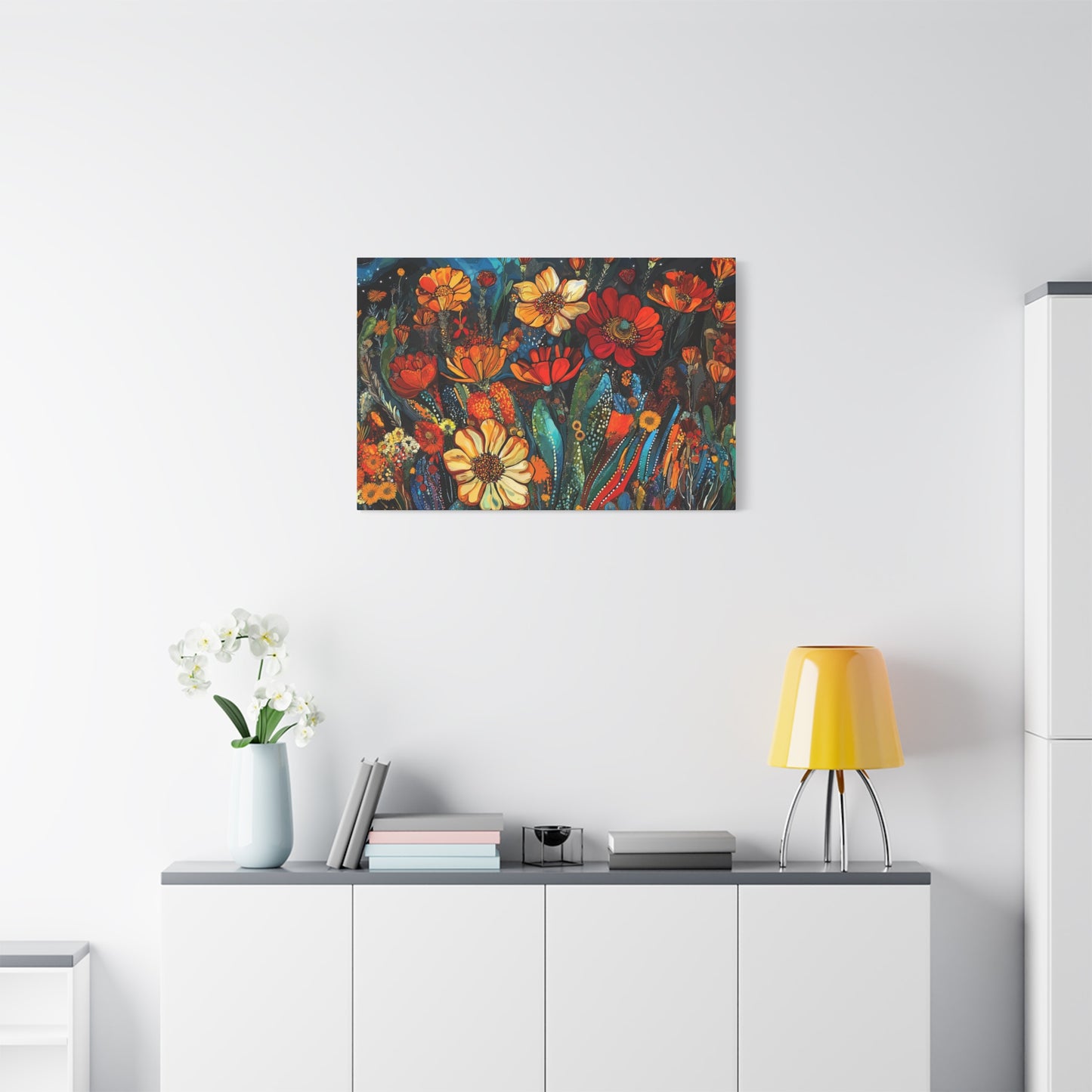 Canvas Wall Art - Cacti Flower Frenzy 1