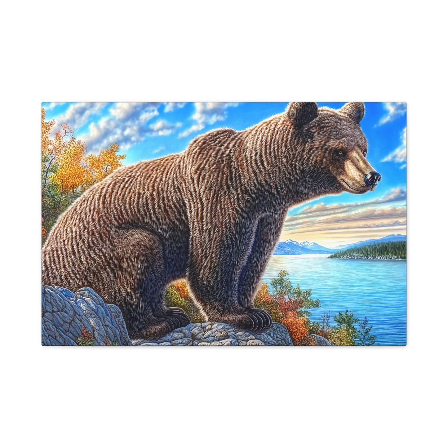 Canvas Wall Art - Colorado Brown Bear near Lake