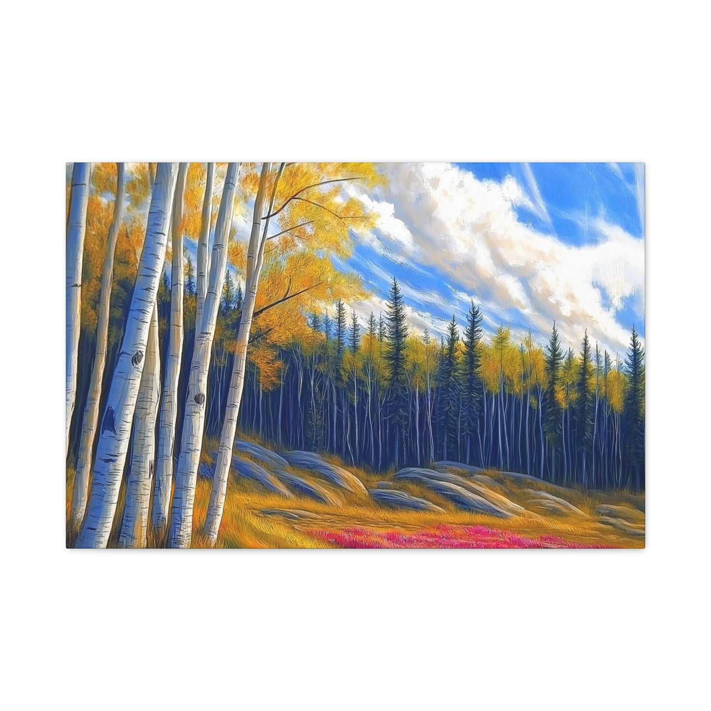 Canvas Wall Art - Pine trees in Rockies