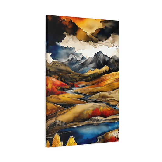 Mountain Landscape Art Print on Matte Canvas