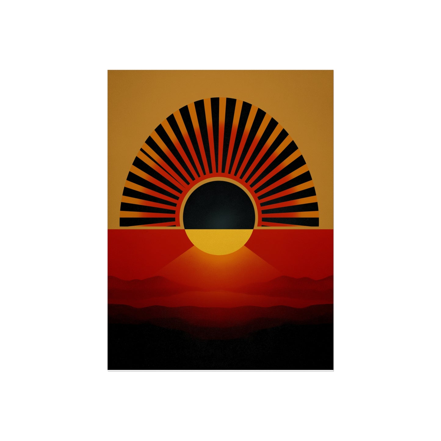 Sunrise Horizon Giclee Fine Art Poster — Retro Geometric Sunset Wall Art