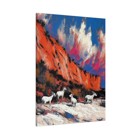 Goats in Vibrant Landscape Canvas Art