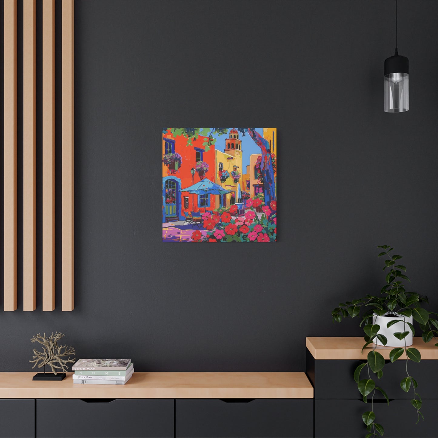 Canvas Print Santa Fe Festive Street Scene