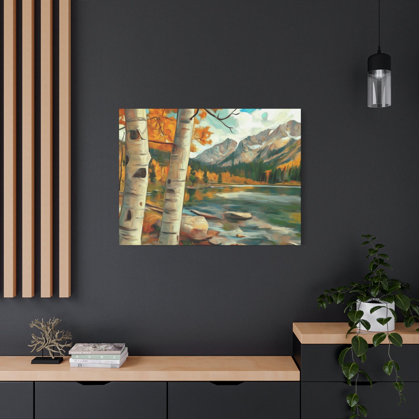 Canvas Wall Art - Aspens at High Mountain Lake