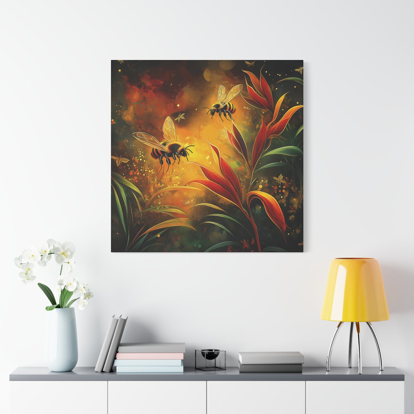 Bee-Inspired Matte Canvas Wall Art - Vibrant Nature Decor