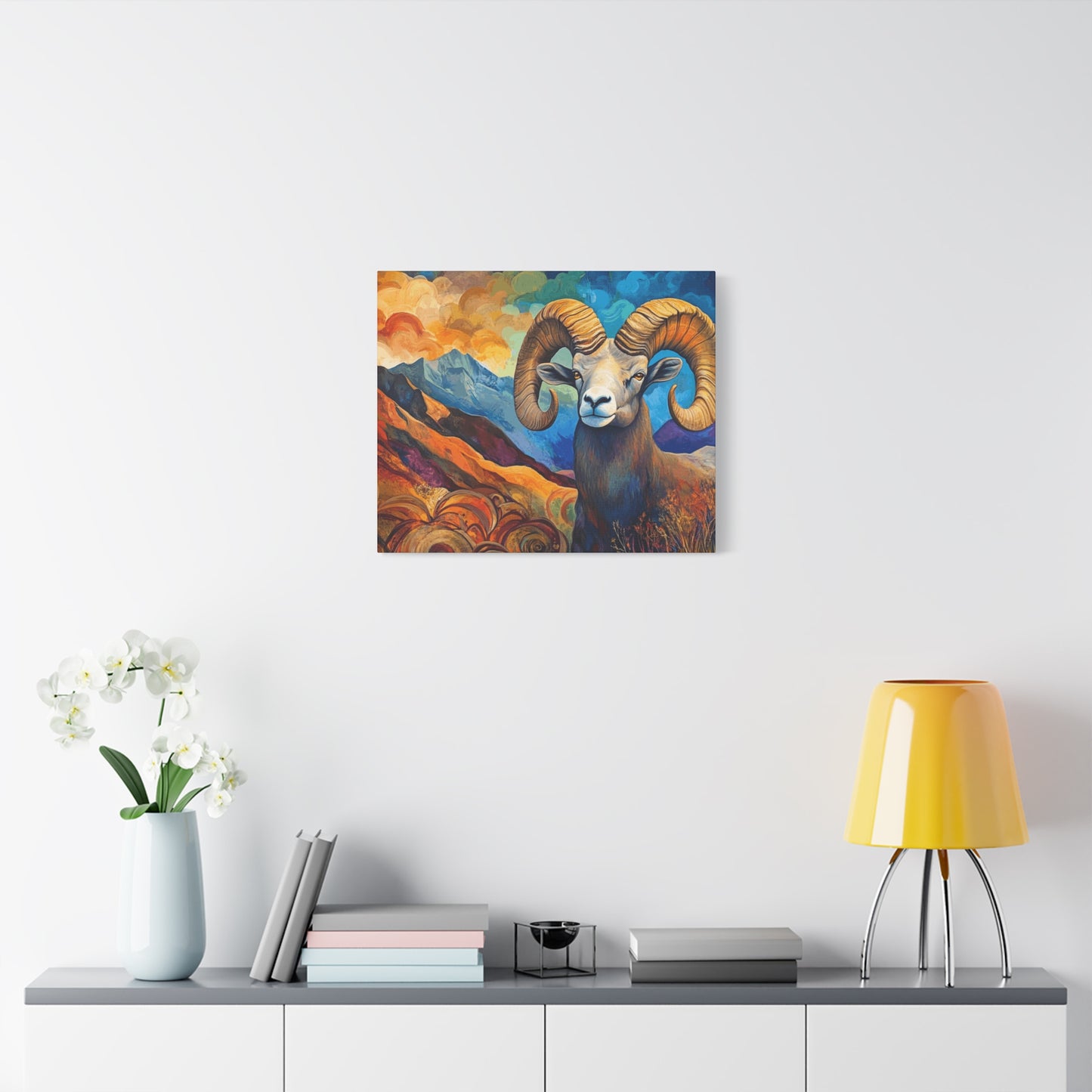 Vibrant Mountain Ram Canvas Wall Art
