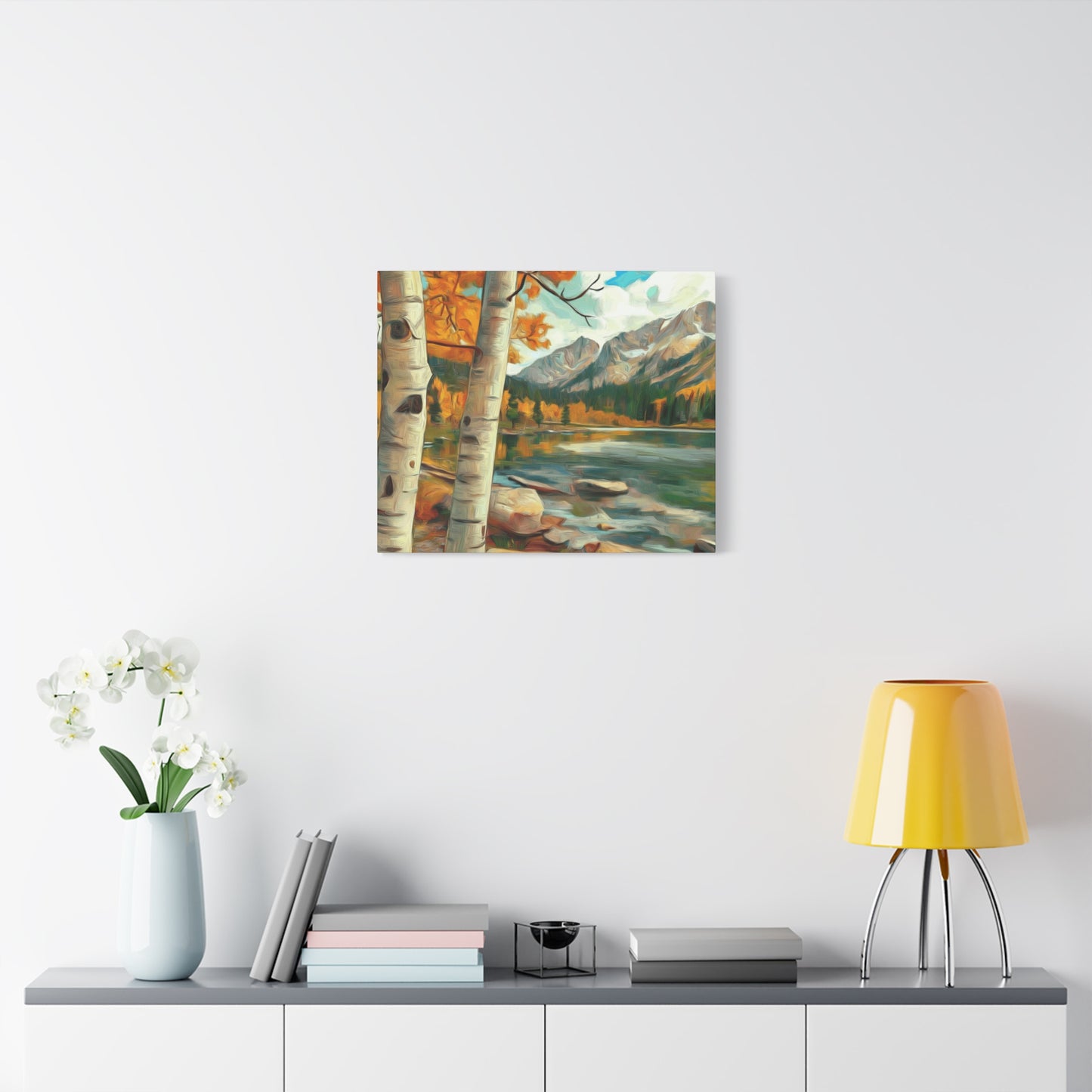 Canvas Wall Art - Aspens at High Mountain Lake