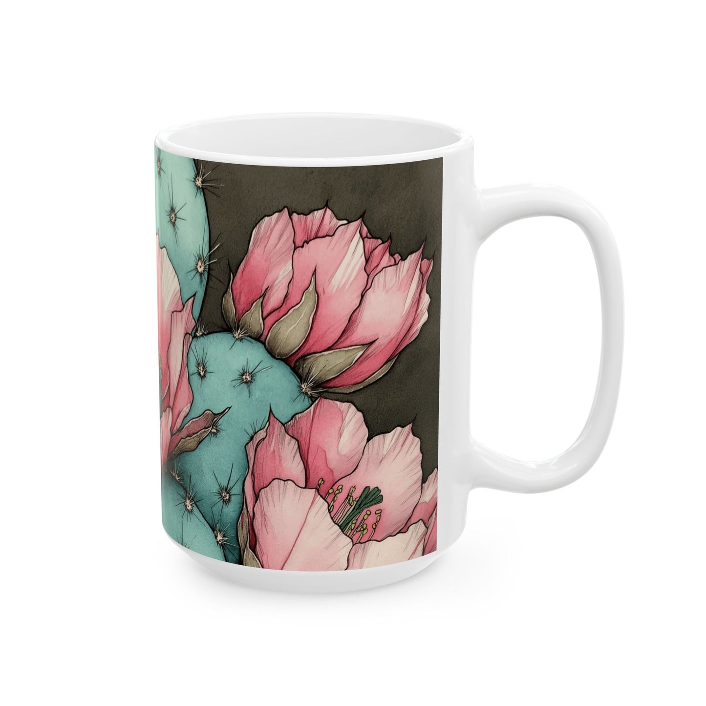 Floral Cactus Ceramic Mug -THRIVE