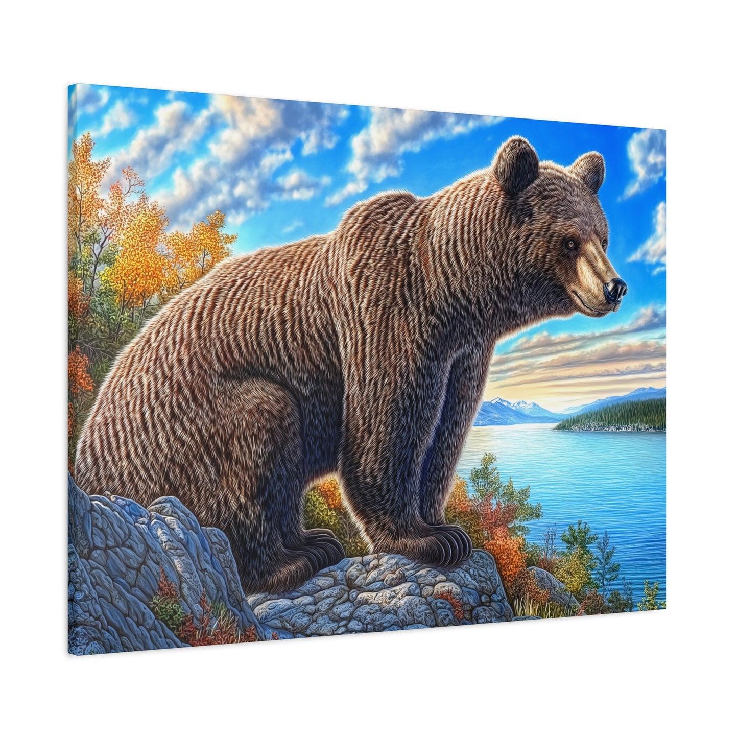 Canvas Wall Art - Colorado Brown Bear near Lake