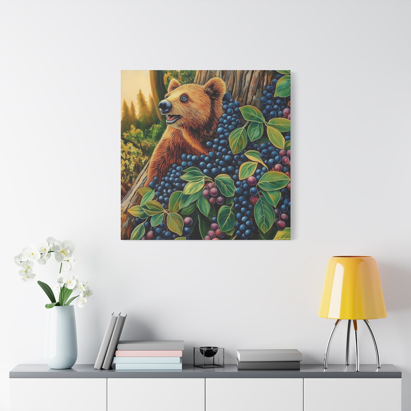 Canvas Print Bear Cub with Berries