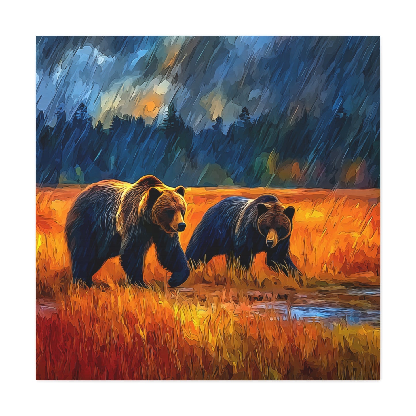 Canvas Print - Travelin Bears Two in Stormy Weather